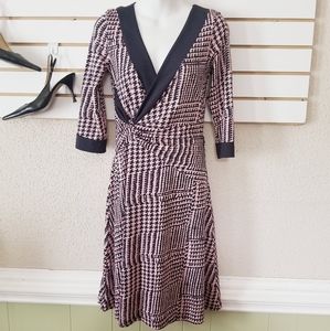 Bcbgmaxazria houndstooth 3/4 sleeve dress sz XS